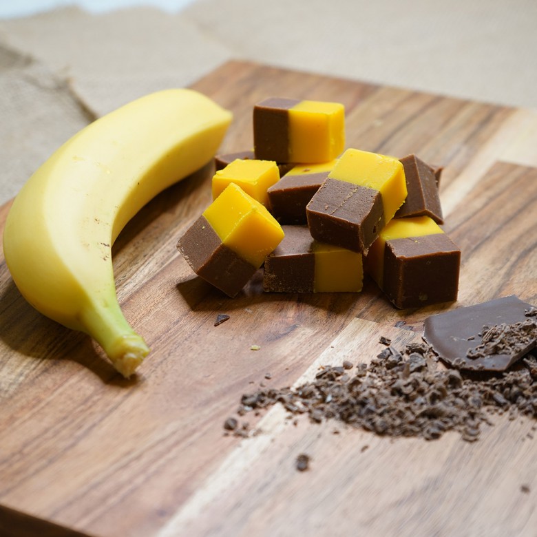 Banana flavoured Chocolate flavoured Fudge